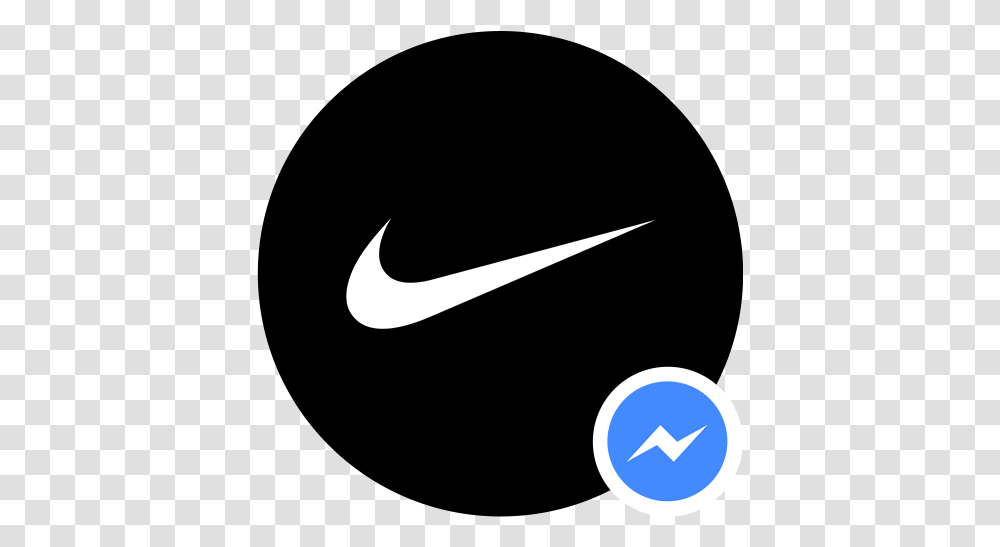 Download Chatbots Icon Nike Nike Logo Circle Image Crescent, Symbol, Trademark, Text, Outdoors Transparent Png