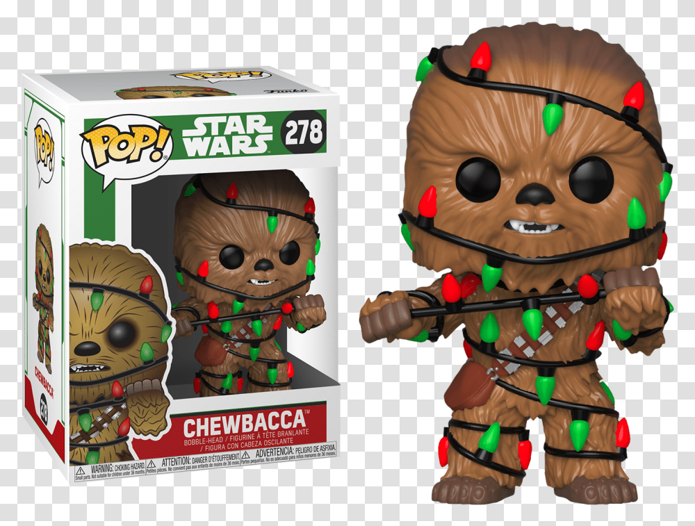 Download Chewbacca With Lights Christmas Holiday Star Wars Funko Pop Chewbacca Holiday, Doll, Toy, Person, Head Transparent Png