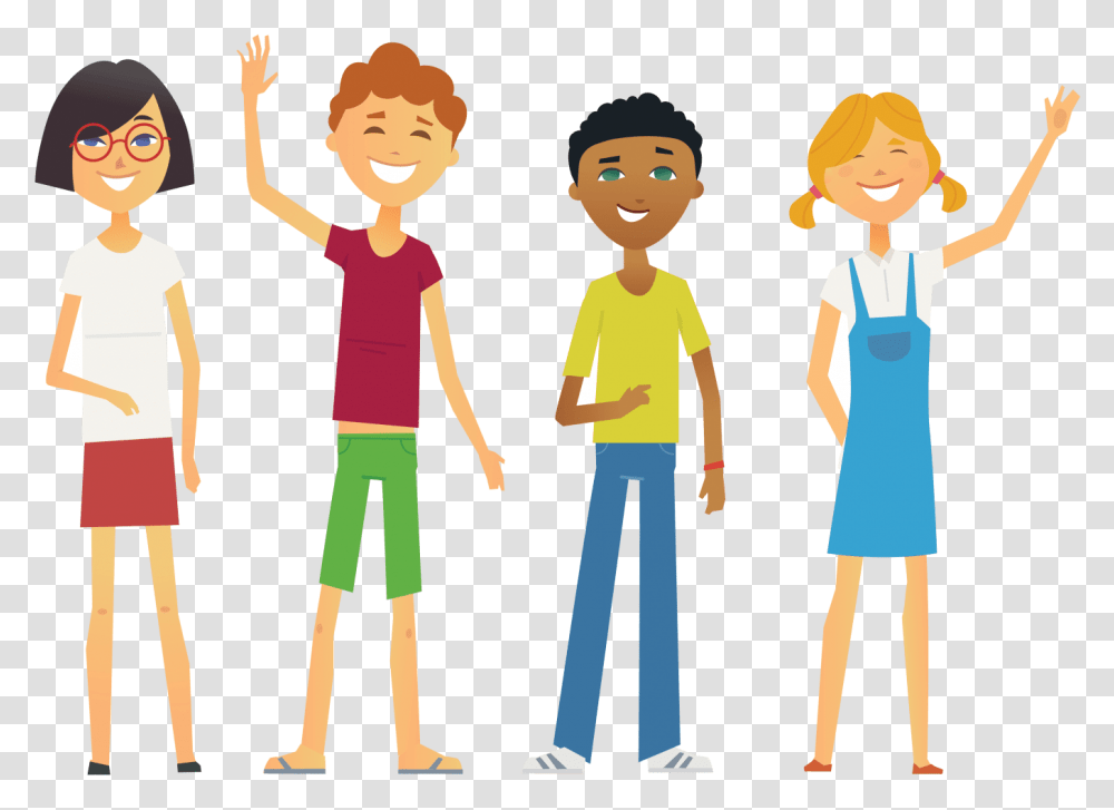 Download Children Animation People Waving Image With Animated People Background, Person, Human, Family, Girl Transparent Png