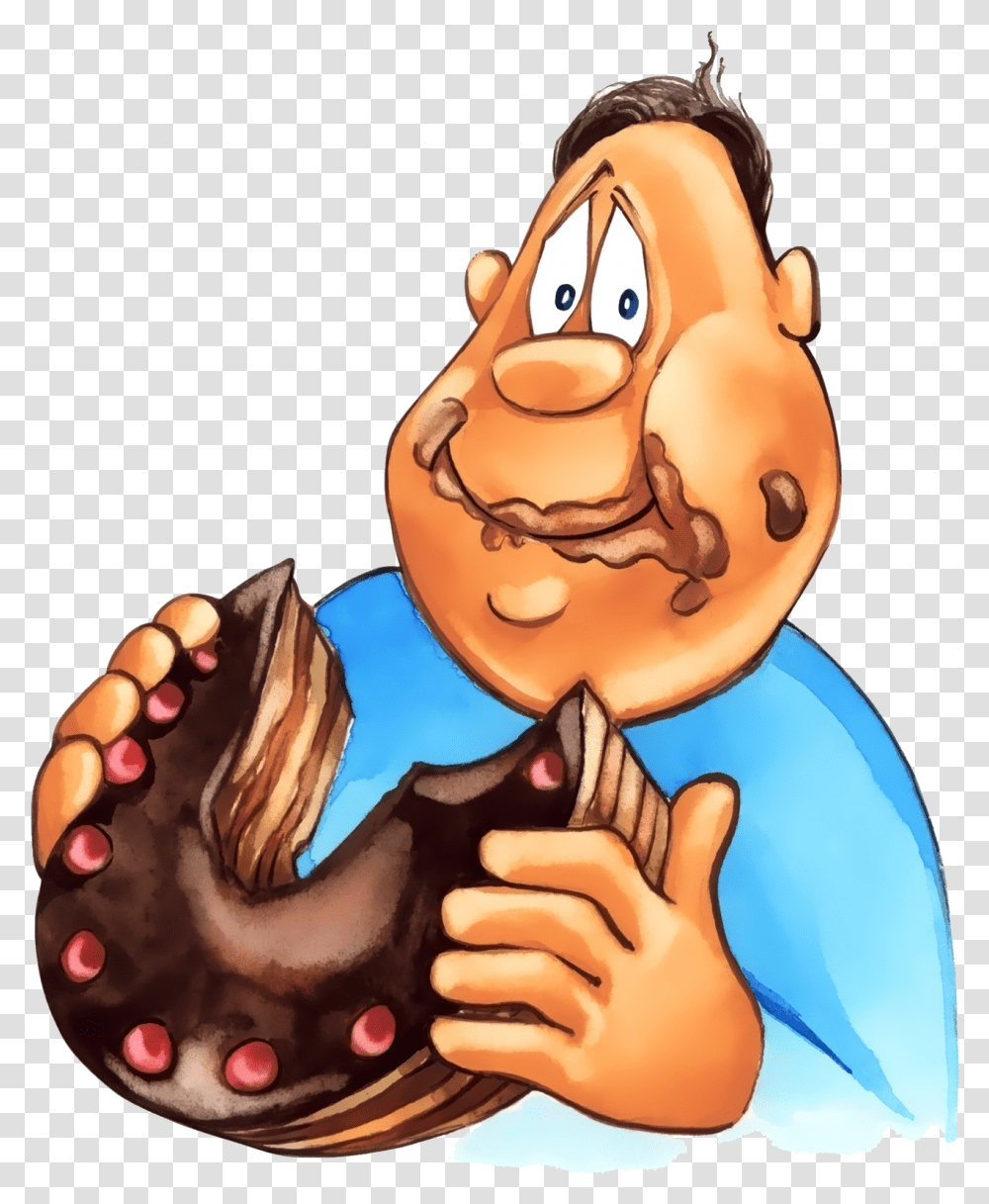 Download Chocolate Cake Birthday Cartoon Man Eating Cake, Hand, Animal, Finger, Invertebrate Transparent Png