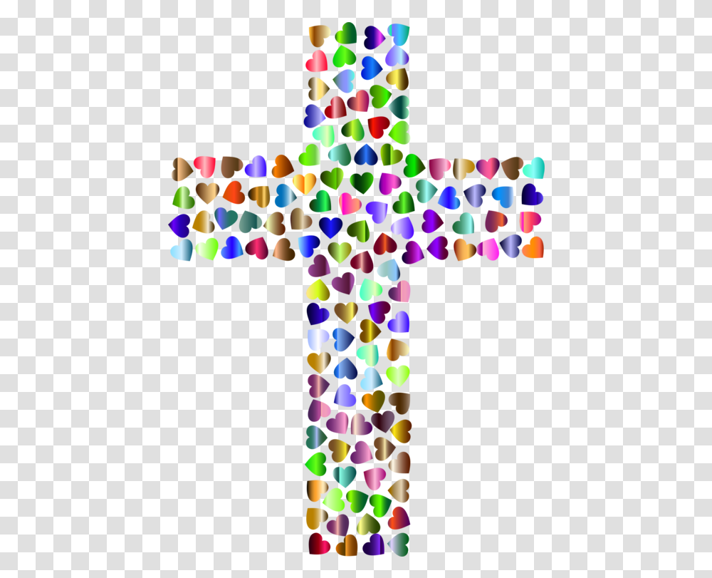 Download Christian Cross Christianity Of Jesus Free Cross Made Of Hearts, Text, Number, Symbol, Alphabet Transparent Png