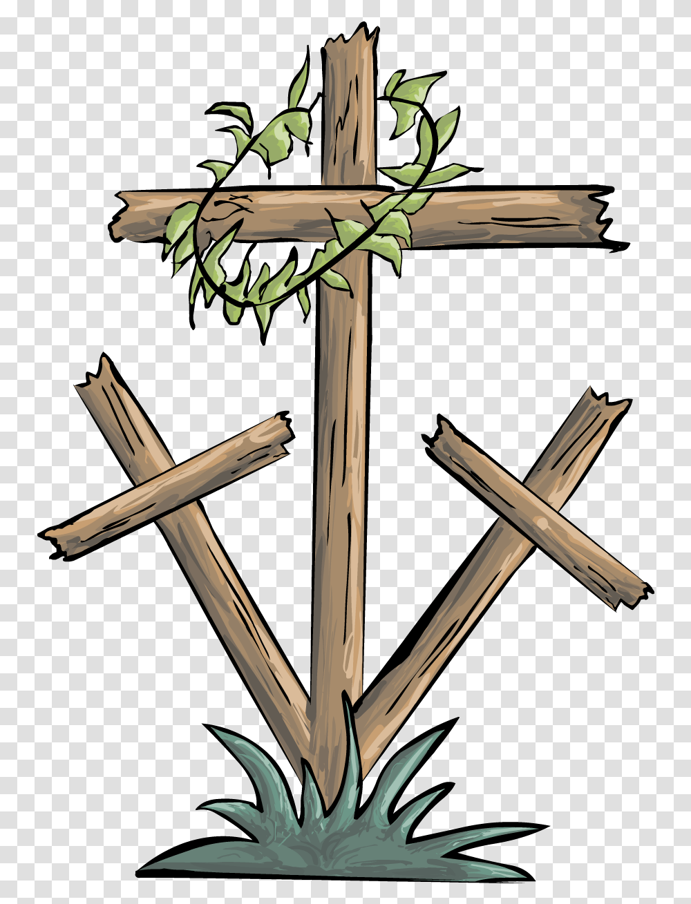 Download Christian Cross Crown Good Friday Cross Clipart Cross With Crown Of Thorns, Symbol, Hook, Arrow, Anchor Transparent Png