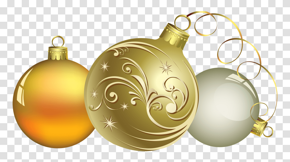 Download Christmas Ball Decor Clipart Gold Christmas Ornaments, Lamp, Bronze, Pottery, Treasure Transparent Png