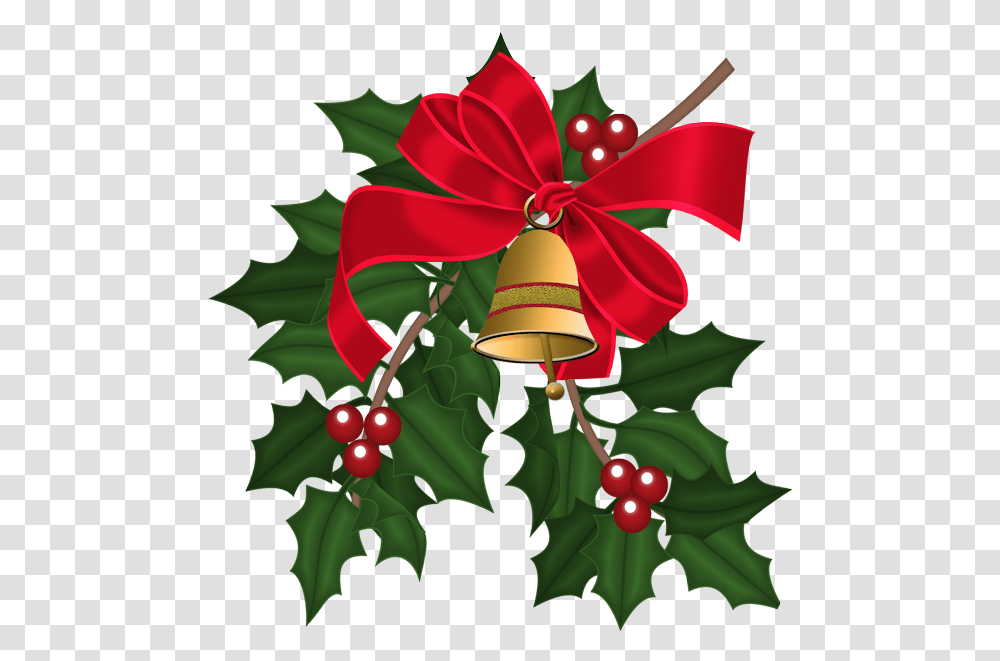 Download Christmas Bells & Holly Leaves Winter Decoration Christmas Leaves, Plant, Tree, Leaf, Graphics Transparent Png