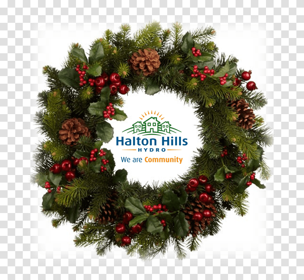 Download Christmas Corner Christmas Wreath Fabric Storage Mistletoe Round, Christmas Tree, Ornament, Plant, Green Transparent Png