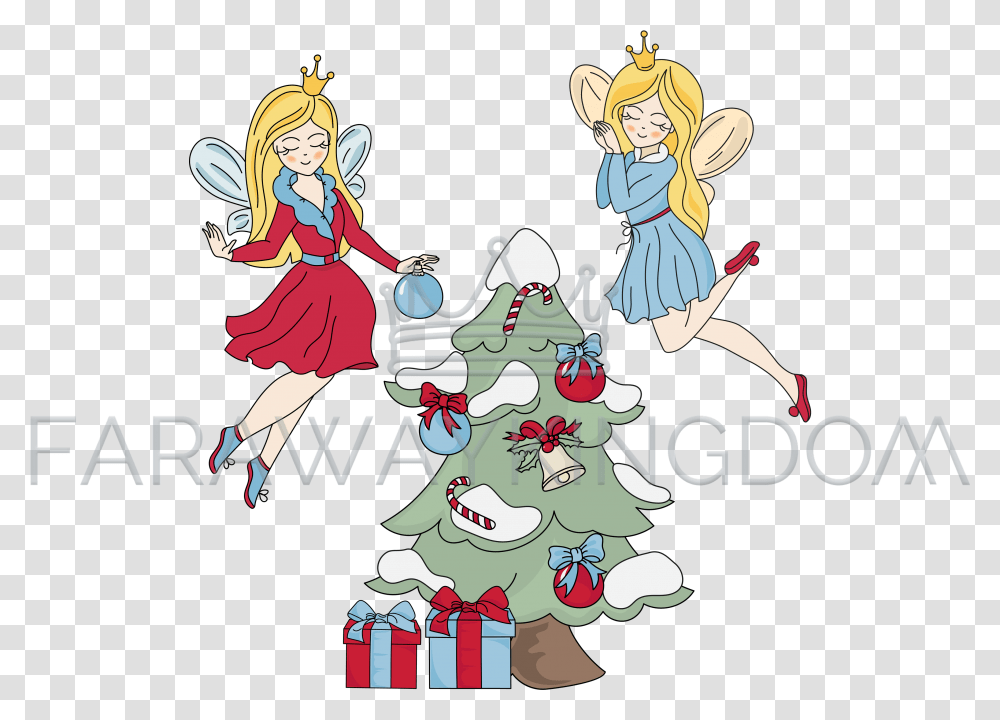 Download Christmas Decor New Year Princess Vector Merry Christmas Princess Cartoon Santa, Plant, Tree, Graphics, Comics Transparent Png
