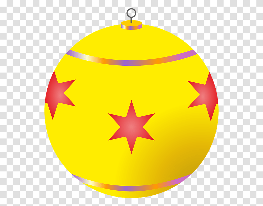 Download Christmas Decorations Ball Decoration Yellow Christmas Bauble Clipart, Symbol, Star Symbol Transparent Png