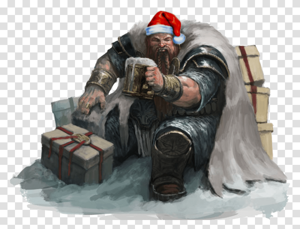 Download Christmas Dwarf With Hat Warhammer World Illustration, Person, Painting, Art, Head Transparent Png