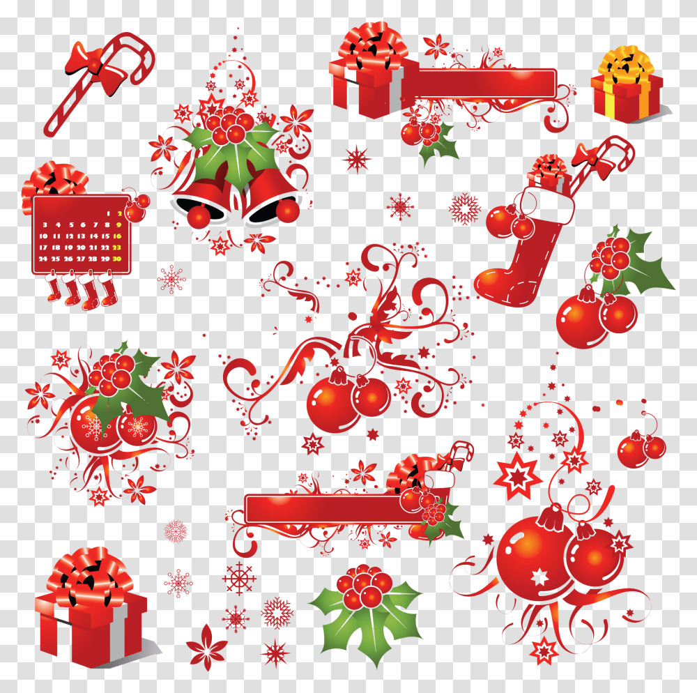 Download Christmas Elements Picture Hq Image Freepngimg Christmas Vector Ornament, Graphics, Art, Pattern, Floral Design Transparent Png