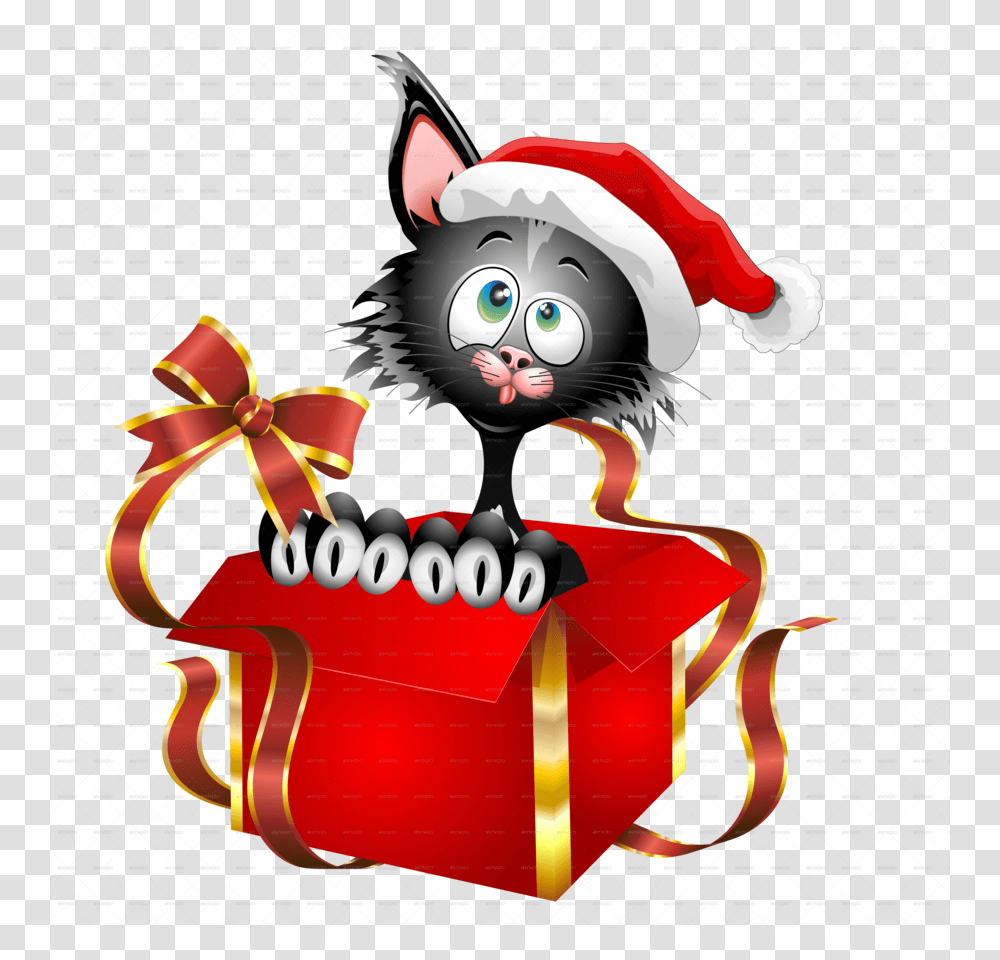 Download Christmas Gift Kitten Full Color Decal Kitten Full Color, Toy Transparent Png