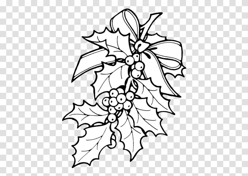 Download Christmas Leaves Coloring Pages Full Size Christmas Holly Coloring Page, Stencil, Graphics, Art, Floral Design Transparent Png