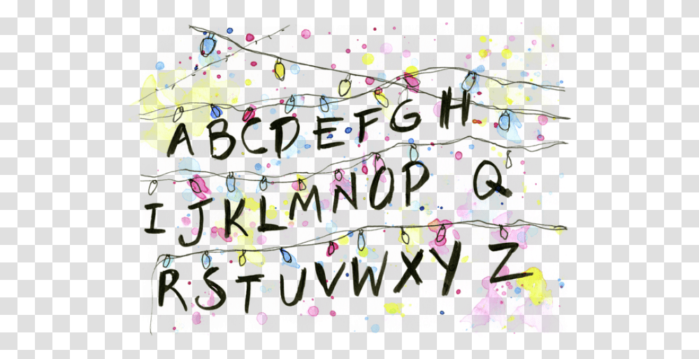 Download Christmas Lights Clipart Stranger Things Lights Background, Text, Handwriting, Calligraphy, Alphabet Transparent Png