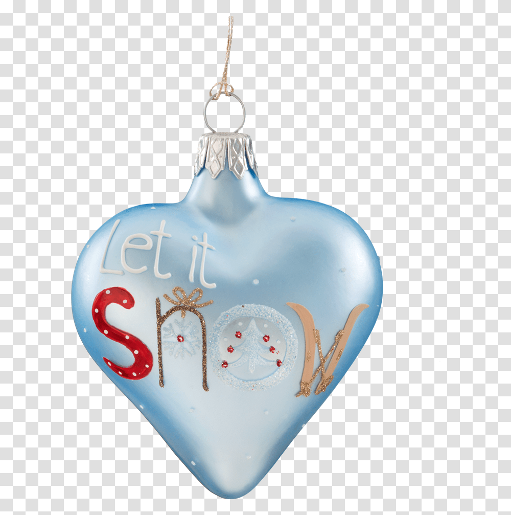 Download Christmas Ornament Heart Light Blue Let It Snow Christmas Ornament, Birthday Cake, Dessert, Food, Snowman Transparent Png