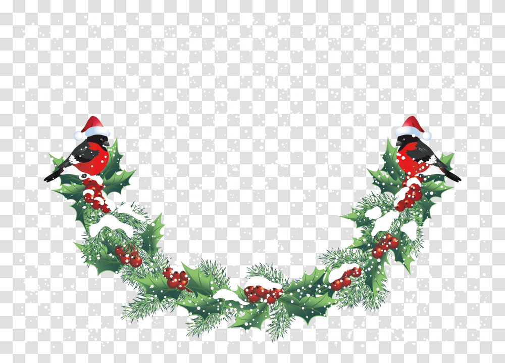 Download Christmas Robin Garland Christmas Robin Background, Tree, Plant, Graphics, Art Transparent Png