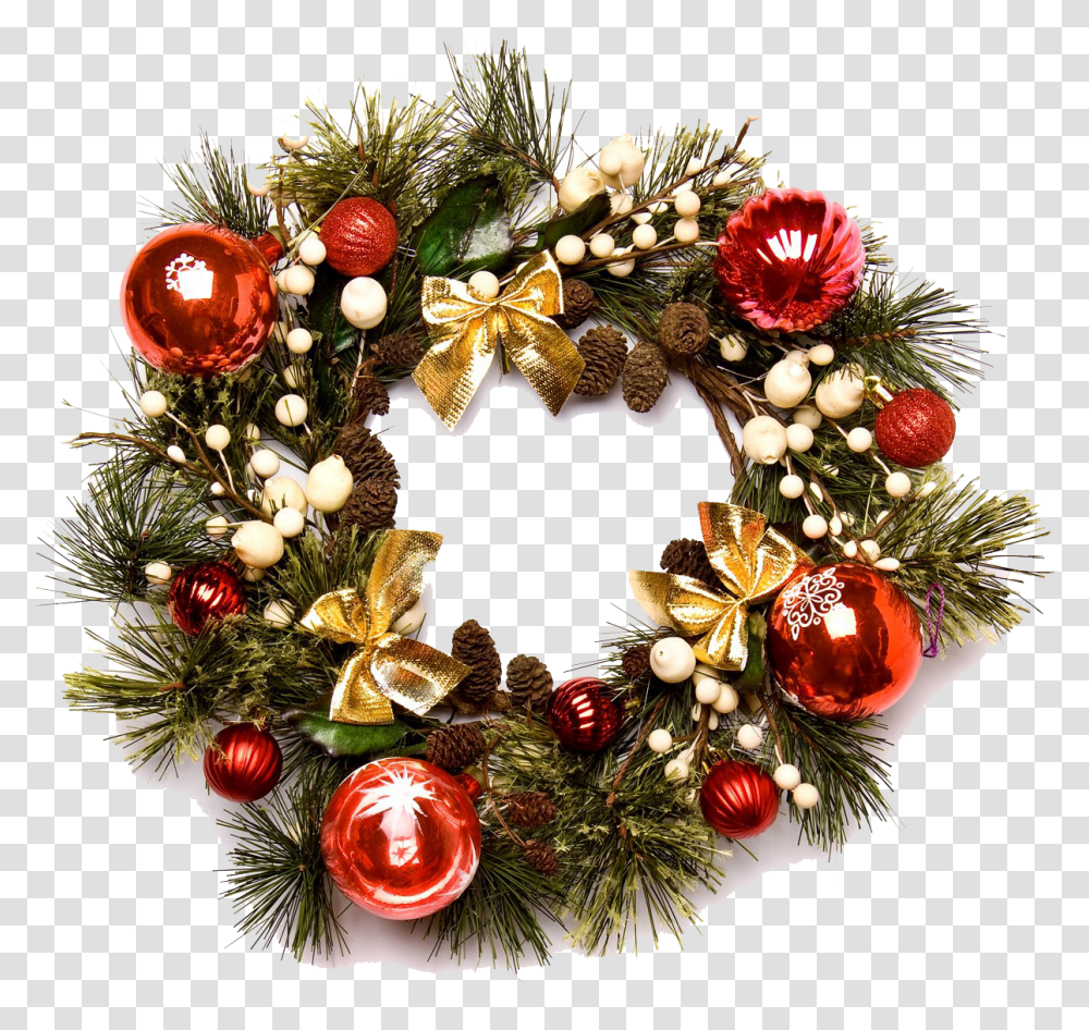 Download Christmas Wreath Image 091 Real Christmas Wreath, Ornament Transparent Png