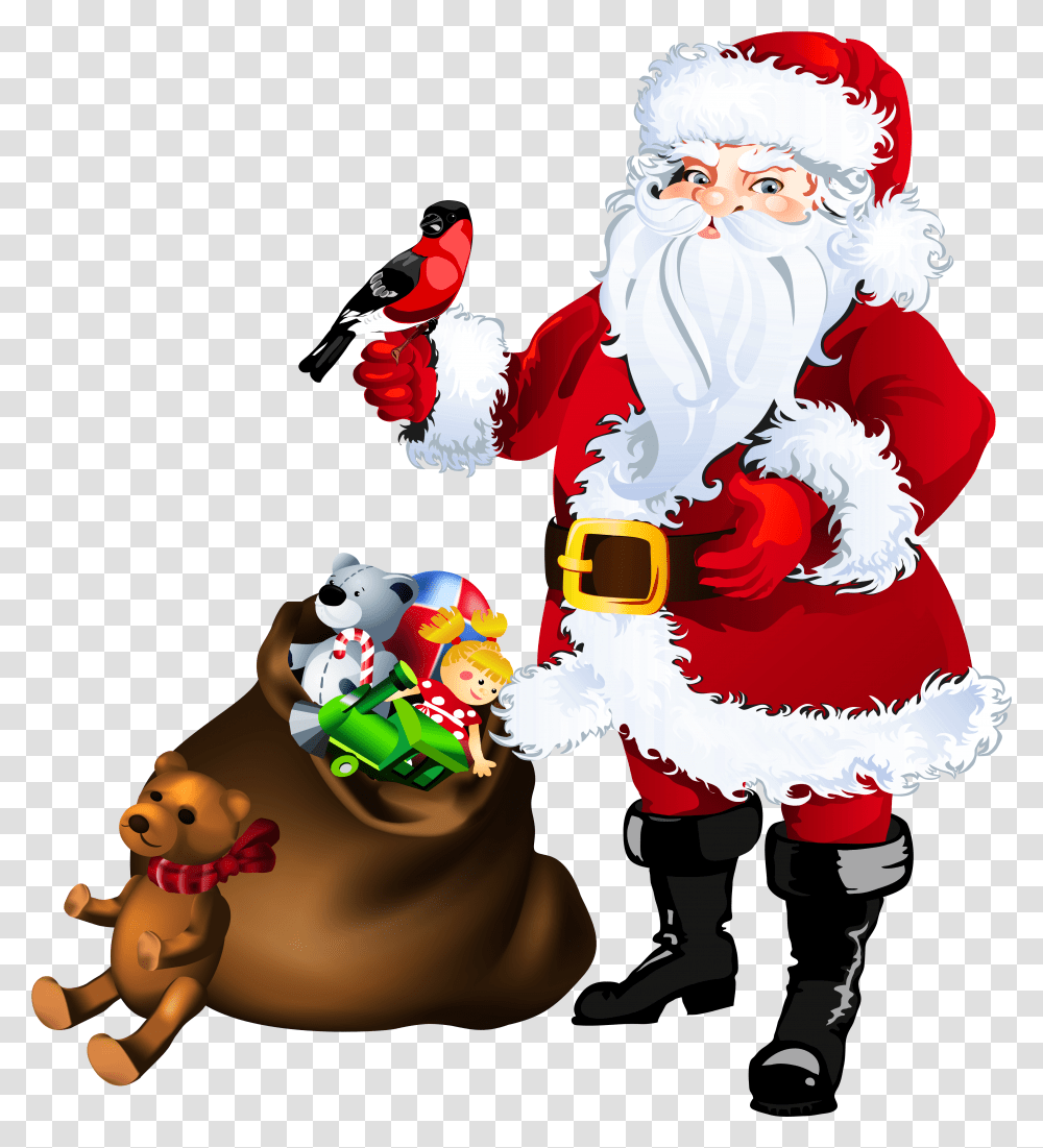 Download Claus Ornament Santa Toys With Santa Claus With Toys, Performer, Graphics, Art, Elf Transparent Png