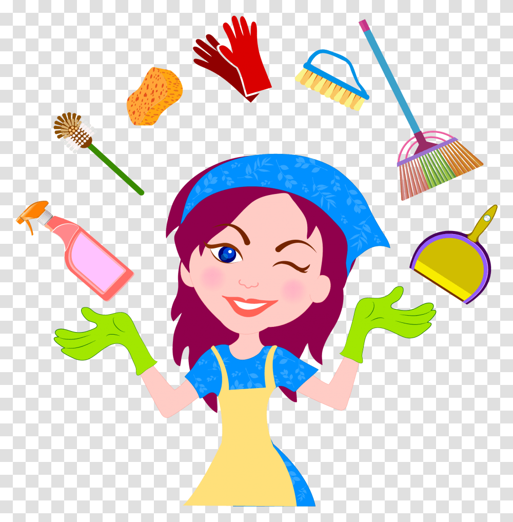 Download Cleaner Maid Service Cleaning Cleaning Cartoon, Person, Graphics, Drawing, Tin Transparent Png