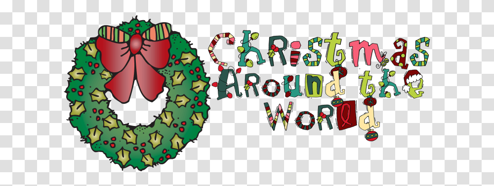 Download Clipart Black And White Christmas Around The World Clip Art, Graphics, Text, Tree, Plant Transparent Png