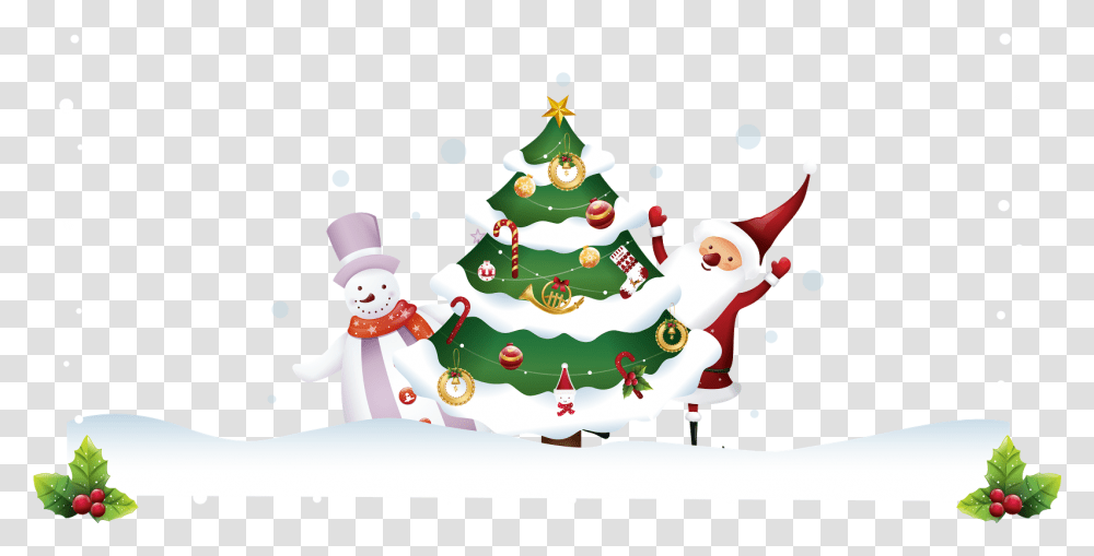 Download Clipart Christmas Tree Santa Claus Christmas Borders, Plant, Ornament, Graphics, Star Symbol Transparent Png