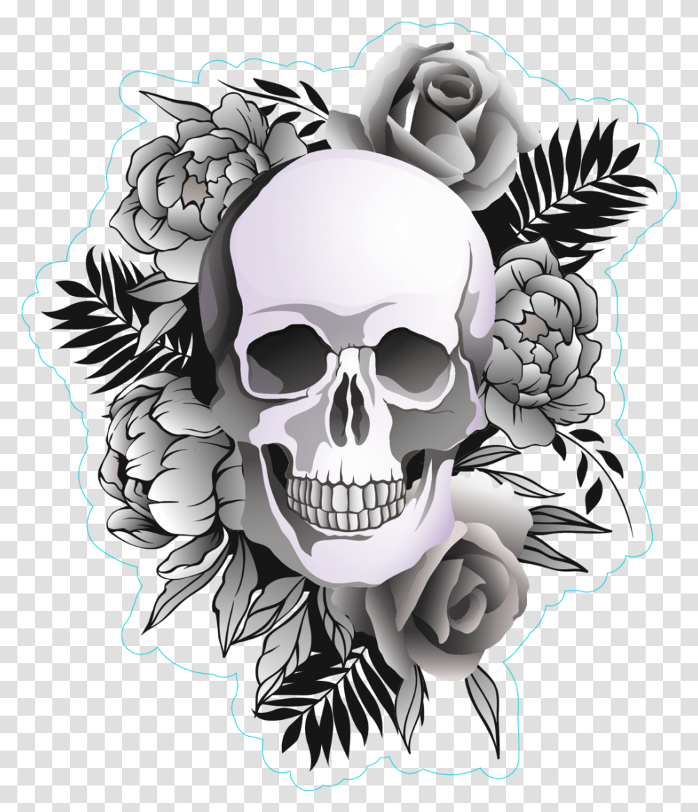 Download Clipart Galleryneed Flower Wicked Evil Skull Skulls Clipart Black And White, Person, Human, Graphics, Sunglasses Transparent Png