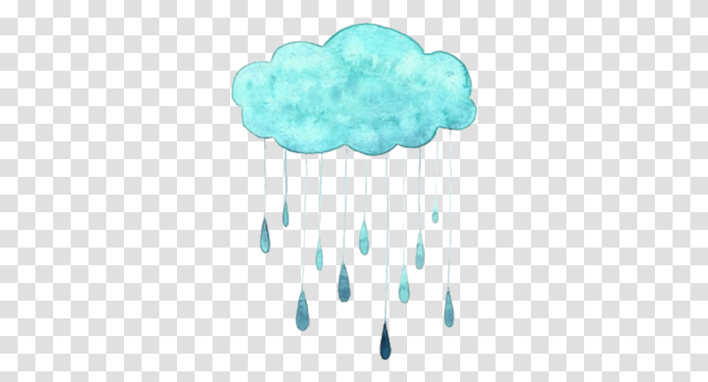 Download Cloud Rain Raindrops Watercolor Bluewatercolor Icicle, Sea Life, Animal, Outdoors, Chandelier Transparent Png