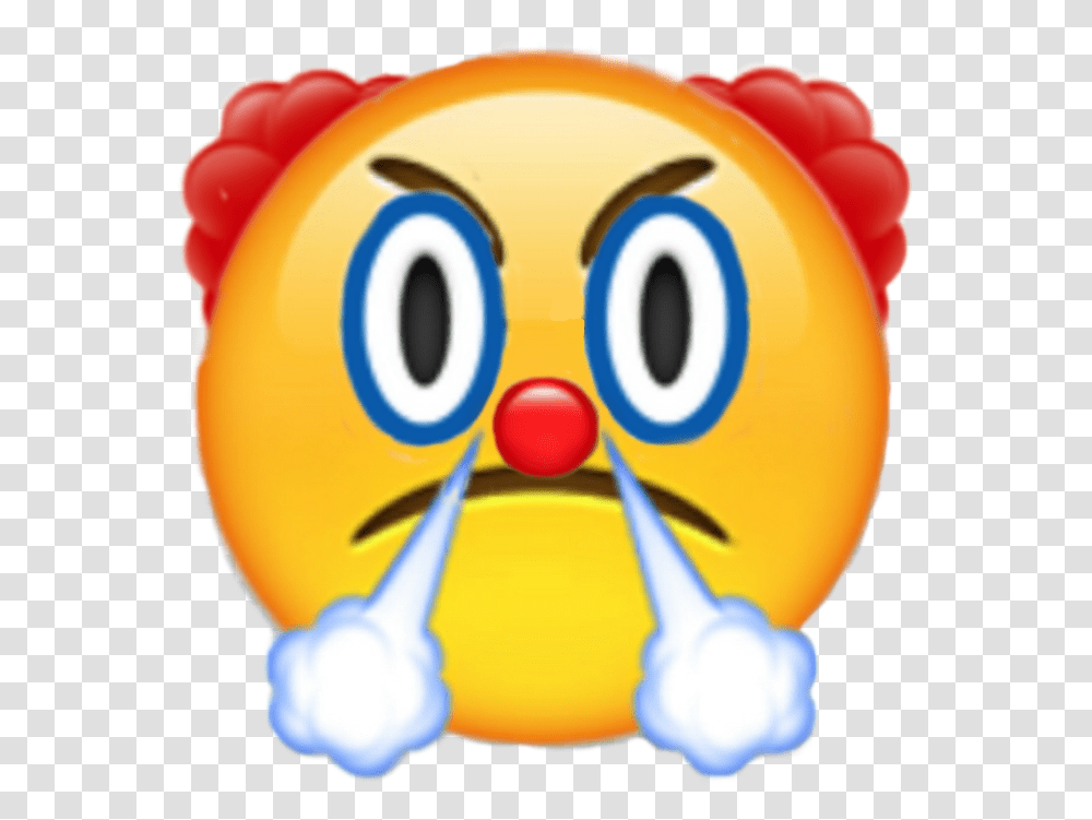 Download Clown Angry Emoji Iphone Iphoneemoji Blowing Steam Nose Emoji, Balloon, Pac Man, Angry Birds, Food Transparent Png
