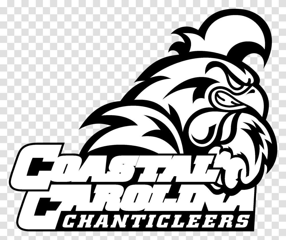 Download Coastal Carolina Chanticleers Logo Black And White Coastal Carolina Chanticleers, Text, Graphics, Art, Stencil Transparent Png