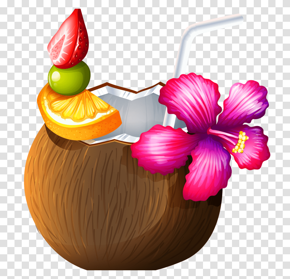 Download Coconut Cocktail Clipart Cocktail Coconut Water, Plant, Fruit, Food, Vegetable Transparent Png