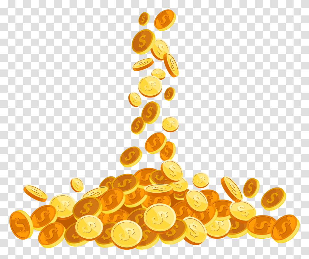 Download Coin Euclidean Vector Falling Gold Coins, Plant, Fruit, Food Transparent Png