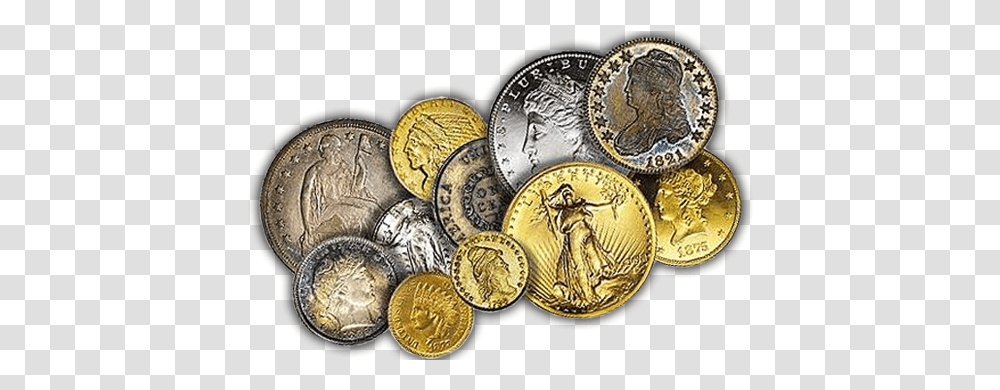Download Coins Picture Hq Image Freepngimg Gold And Silver Coins, Money, Locket, Pendant, Jewelry Transparent Png
