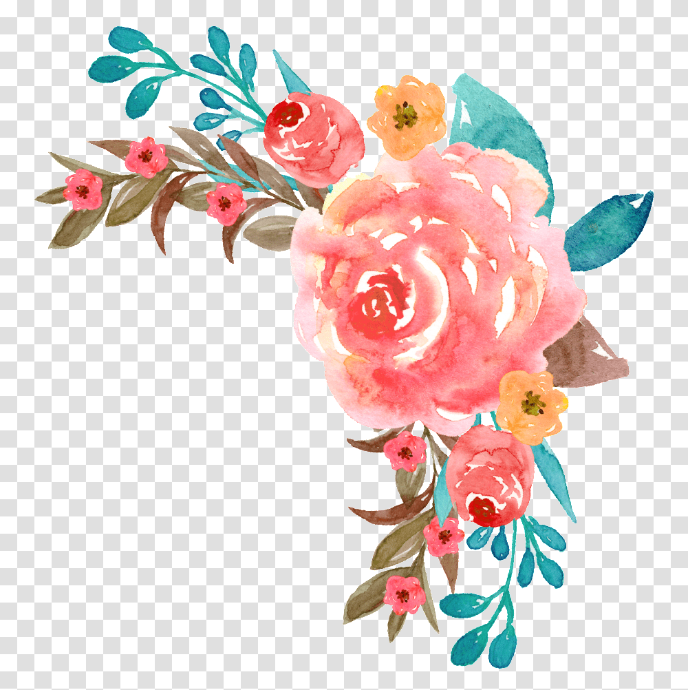Download Colorful Watercolor Flowers Free Texture Watercolor Colorful Flowers, Rose, Plant, Blossom, Floral Design Transparent Png