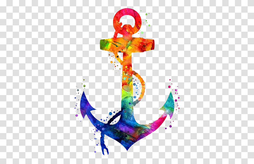 Download Coloring Color Drawing Watercolor Book Painting Rainbow Anchor, Cross, Symbol, Hook Transparent Png