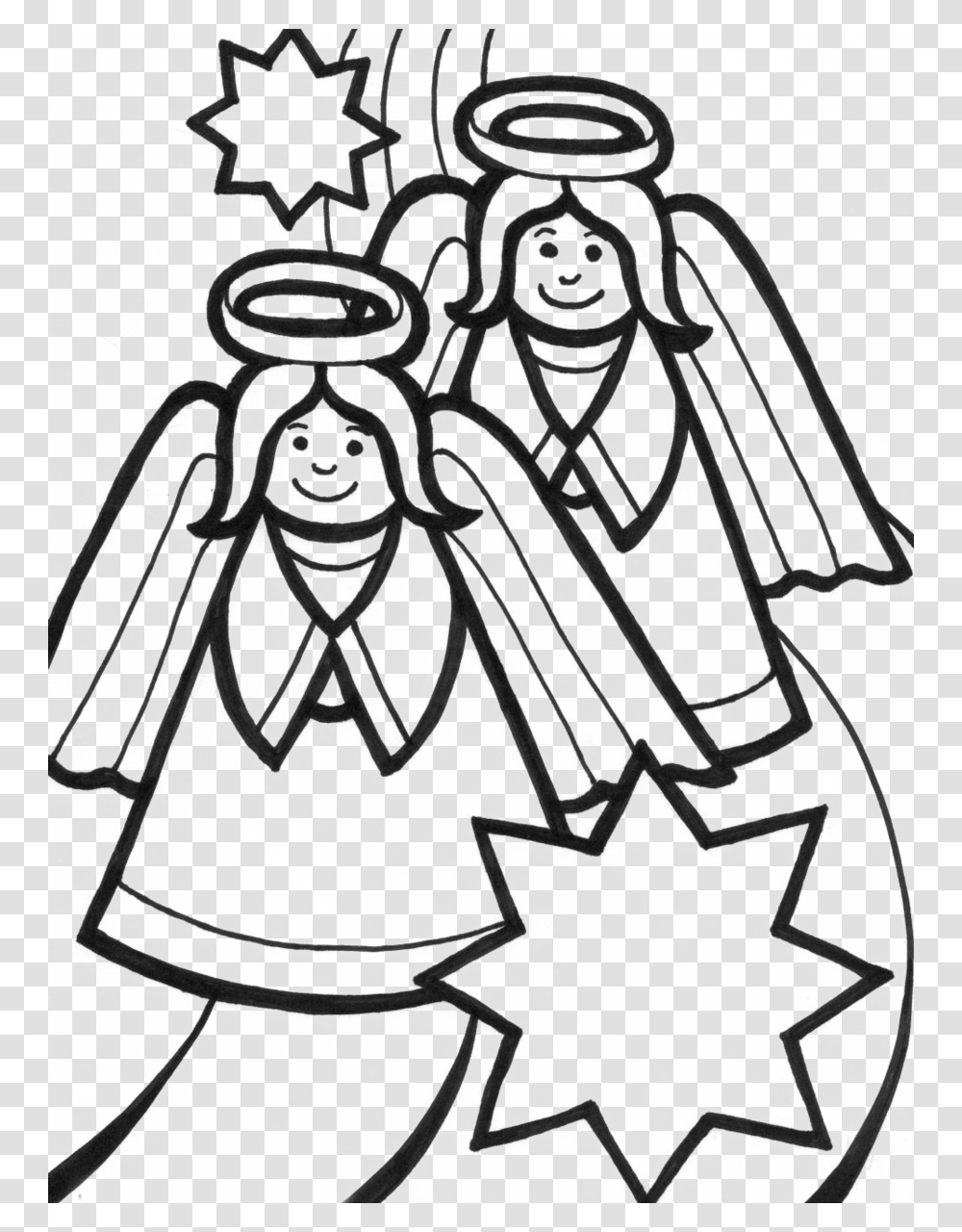 Download Coloring Sheets Christmas Angel Clipart Christmas, Stencil, Drawing, Doodle, Sketch Transparent Png