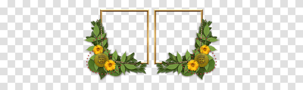 Download Computer Border Sunflower File Free Frame Hq Border Sunflower, Plant, Tree, Leaf, Window Transparent Png