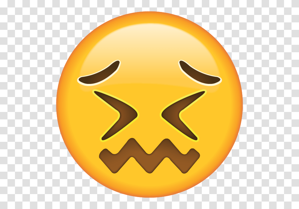Download Confounded Face Emoji Emoji Island, Logo, Trademark, Gold Transparent Png