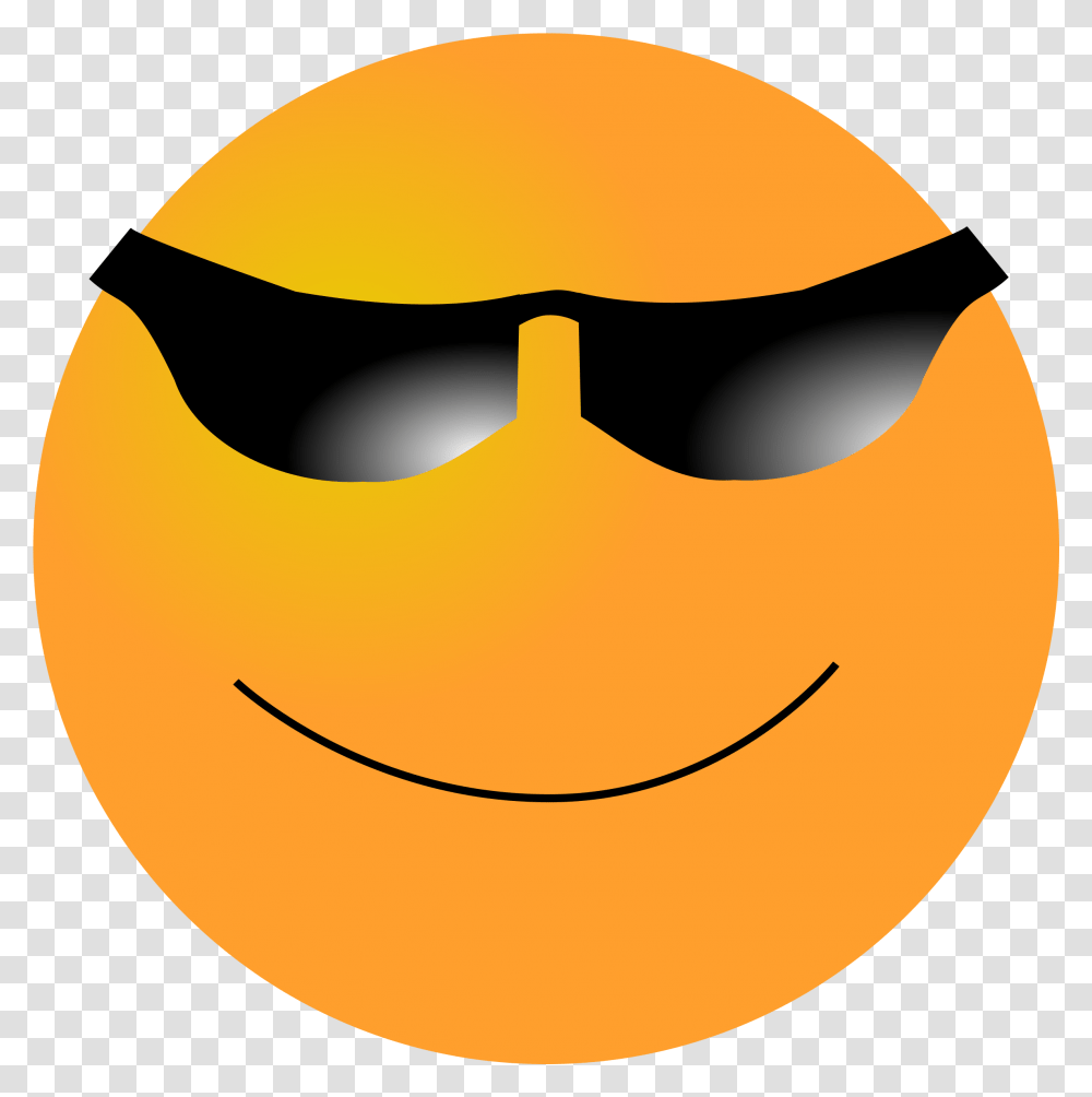 Download Cool Smiley Face With Shades Orange With A Face, Label, Text, Pac Man, Symbol Transparent Png