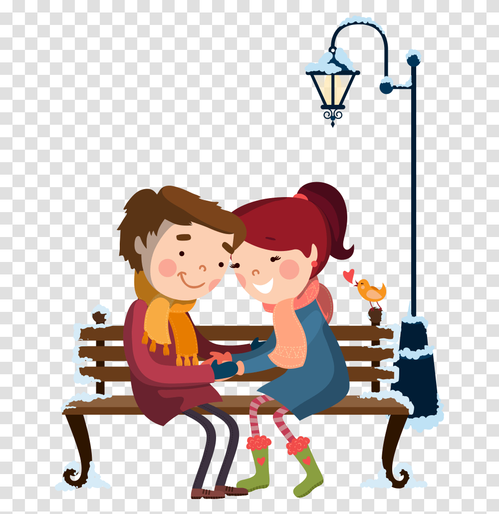 Download Couple Vector Stool Icon Hd Clipart Love Cartoon, Sitting, Furniture, Performer, Outdoors Transparent Png