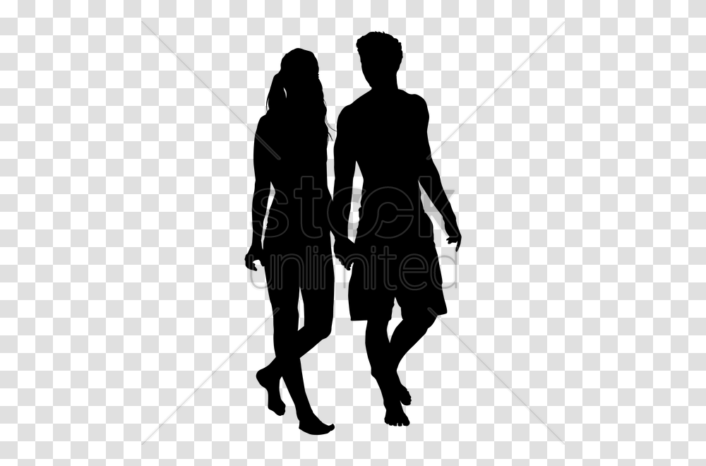 Download Couple Walking Silhouette Clipart Silhouette Clip Art, Antenna, Electrical Device, Cowbell Transparent Png