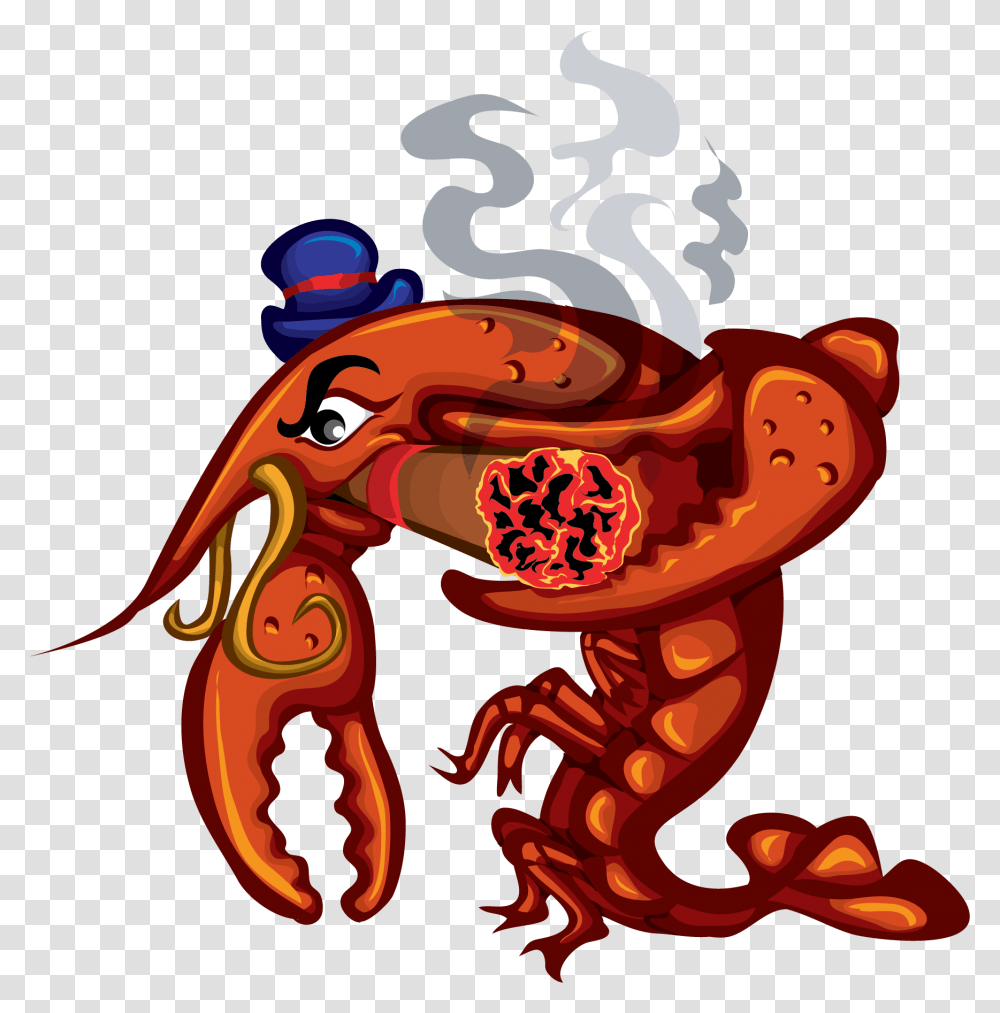 Download Crawfish Smoking Cigar Clip Art Crawfish Smoking Crawfish Smoking Cigar, Dragon, Food, Sea Life, Animal Transparent Png