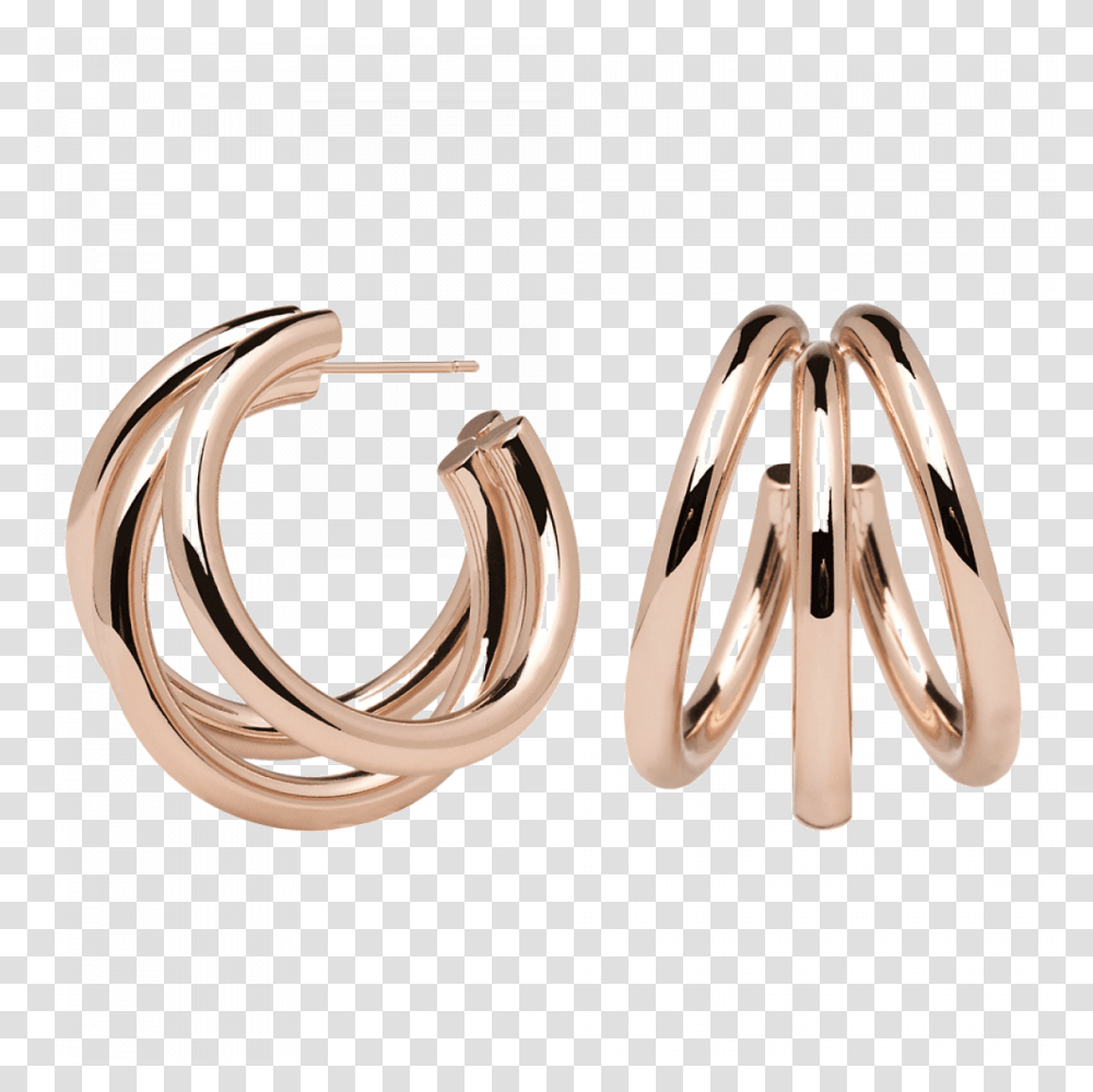 Download Creole Earrings In Yellow Gold Or Rose True Triple Hoop Earrings Gold, Horseshoe, Hair Slide, Cuff, Accessories Transparent Png