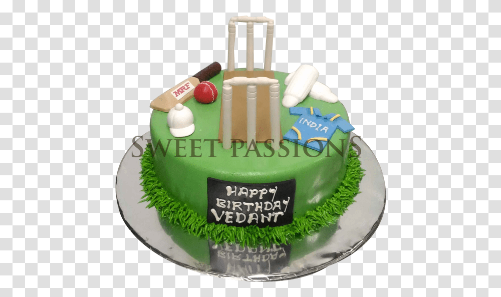 Download Cricket Cake Theme Squiggly Line Full Size Happy Birthday Vedant Cricket Cake, Birthday Cake Transparent Png