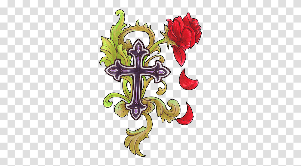 Download Cross Tattoos Free Image And Clipart Cross, Floral Design, Pattern, Graphics, Symbol Transparent Png