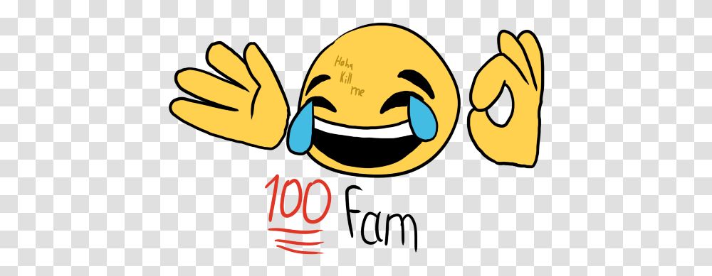 Download Crying Laughing By Klunsgod Joy Okhand 100 Fire Face With Tears Of Joy Emoji, Text, Label, Animal, Graphics Transparent Png