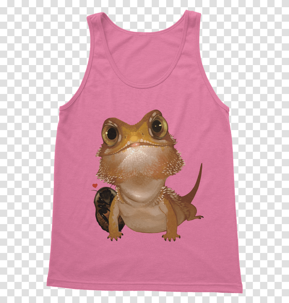 Download Ct006 Bearded Dragon And Cockroach Brown Women's Q, Clothing, Apparel, Tank Top, Animal Transparent Png