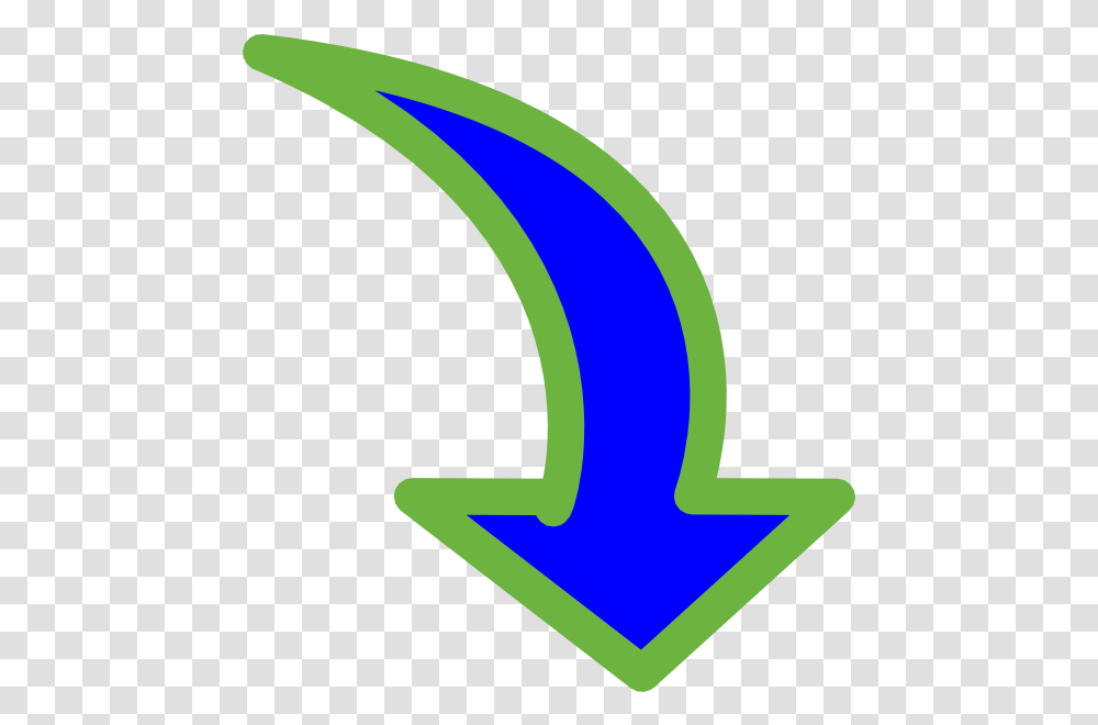 Download Curved Arrow Bright Blue Small Curved Arrow Pointing Clip Art Down Arrow, Outdoors, Nature, Symbol, Logo Transparent Png