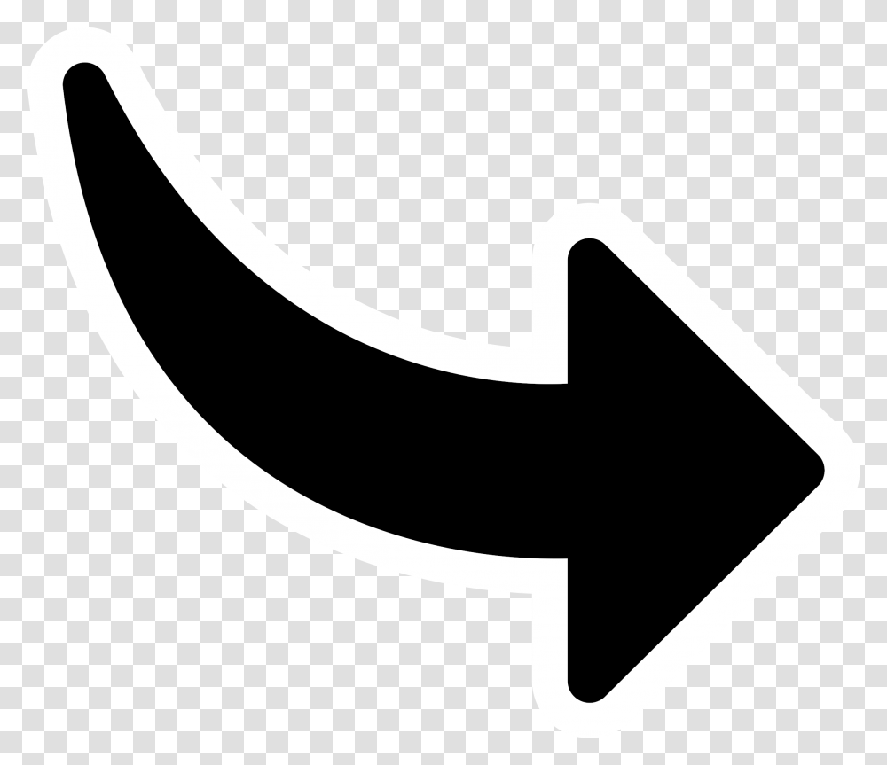 Download Curved Arrow Pointing Right Curved Arrow Icon, Axe, Tool, Logo, Symbol Transparent Png