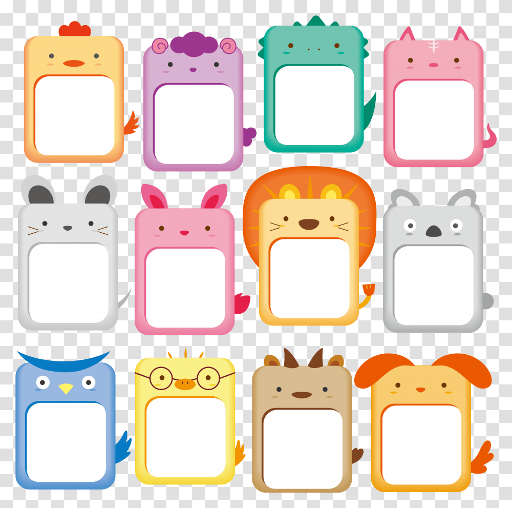 Download Cute Animals Frame Collection Animal Drawing Clip Art, Text, Mobile Phone, Electronics, Cell Phone Transparent Png