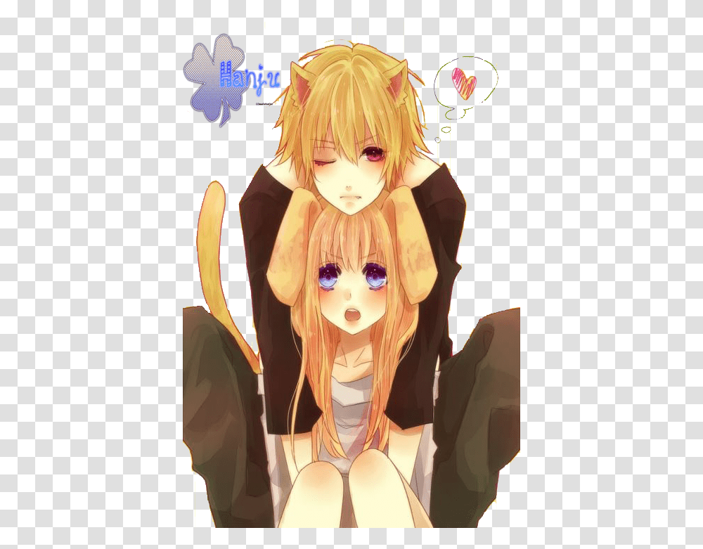 Download Cute Neko Couple By Hinamori6457 D52thx1 Anime Anime Dog Boy And Cat Girl, Manga, Comics, Book, Doll Transparent Png