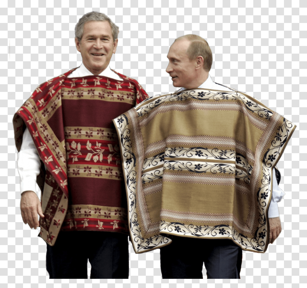 Download Cutout George W Bush Poncho Video Full Size George Bush And Putin Poncho, Clothing, Apparel, Cloak, Fashion Transparent Png