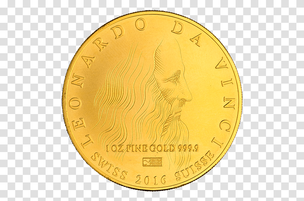 Download Da Vinci Gold Coin Lenonardo Da Vinci 1oz Coin Coin, Money Transparent Png